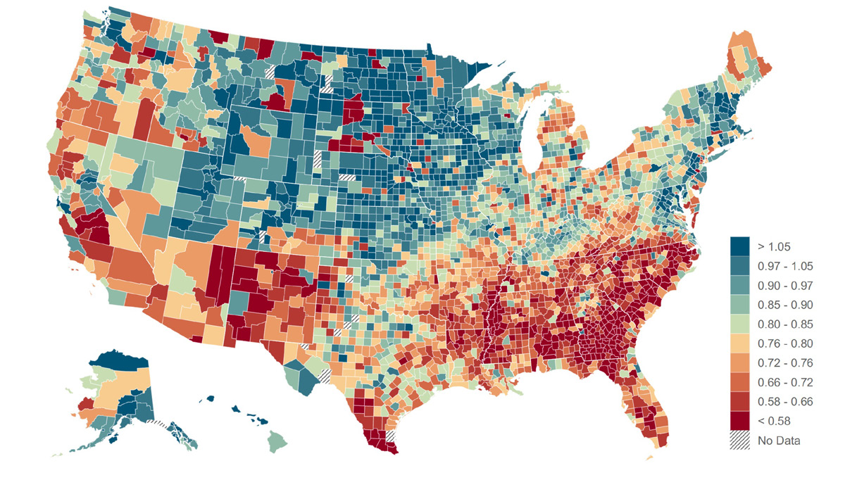 全美各县经济连接度地图