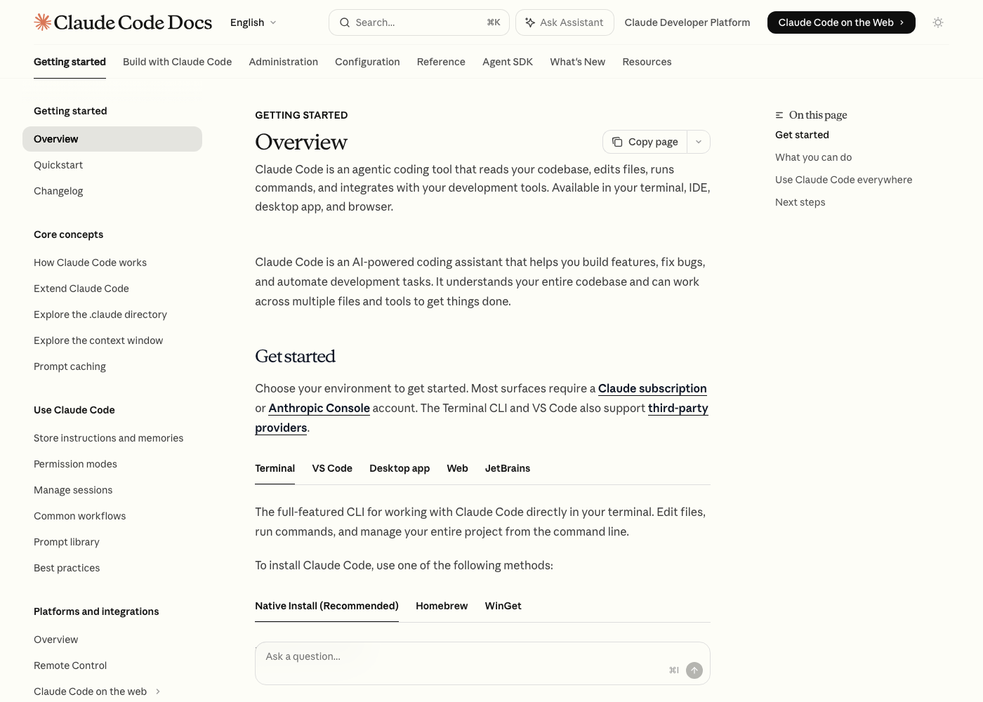 Claude Code documentation screenshot
