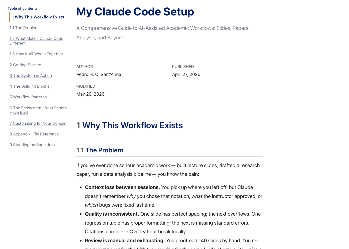 Pedro Sant'Anna Claude Code workflow guide screenshot